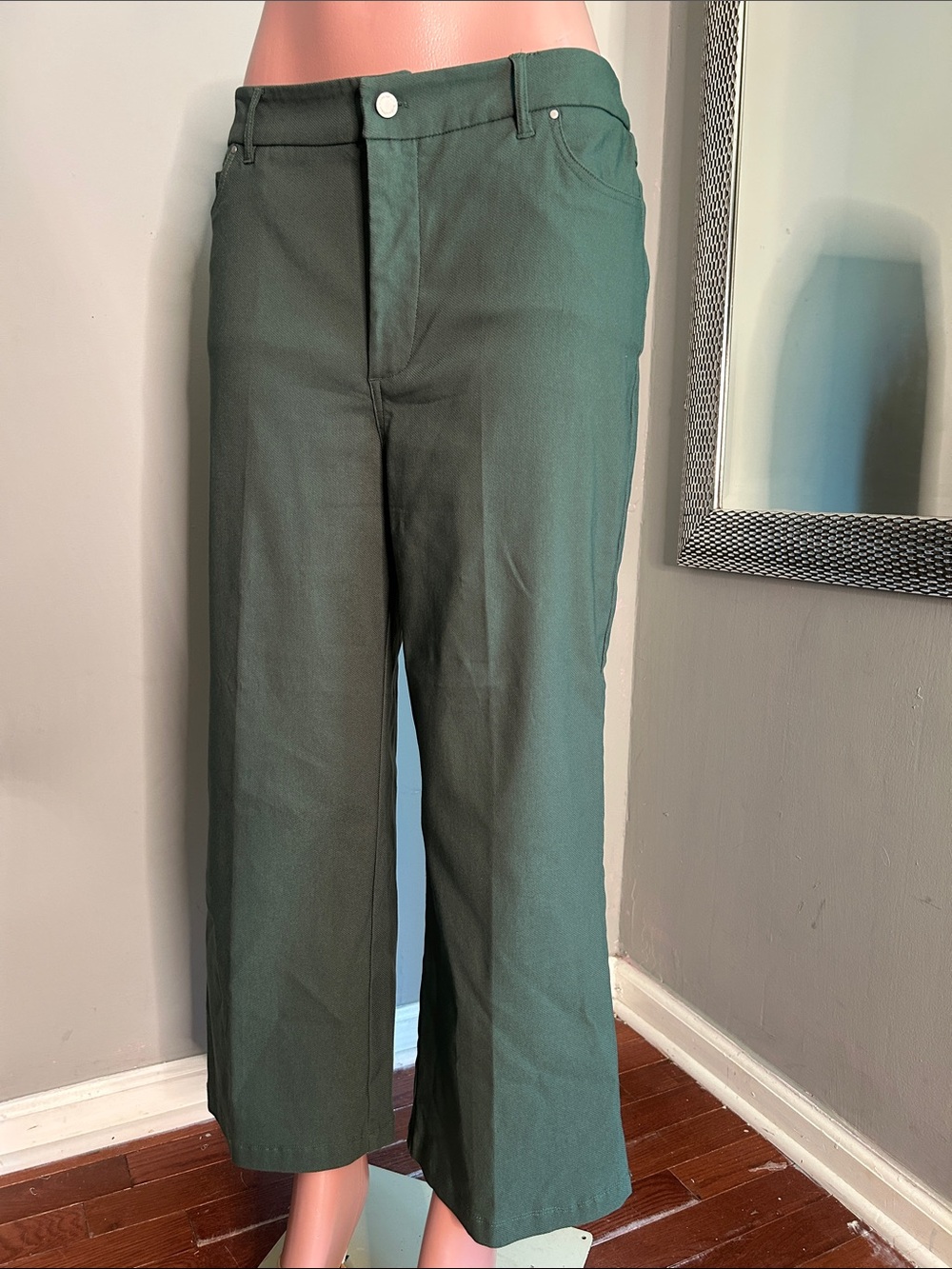 Adyson Parker Forest Green Wide-Leg Crop Trousers